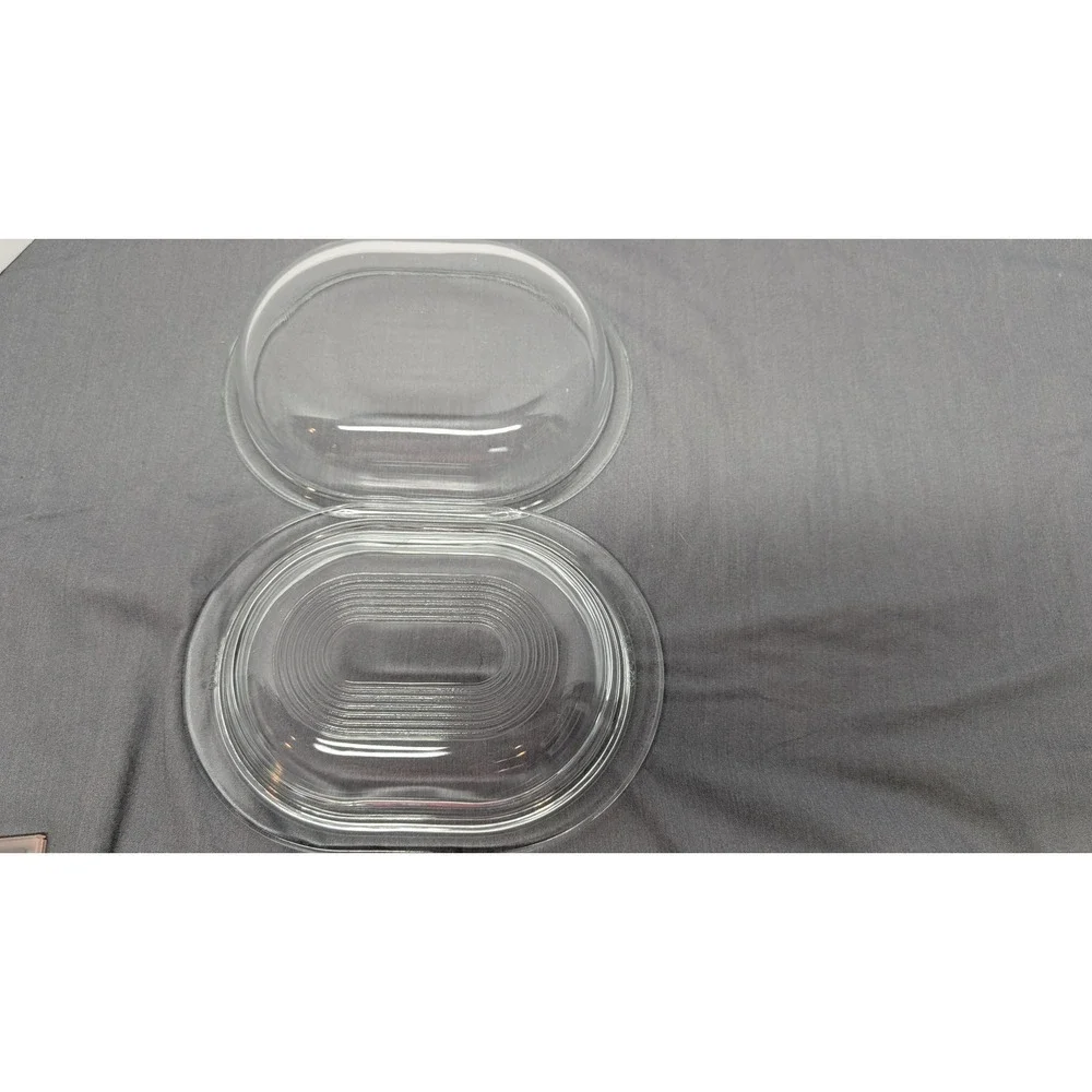 Pyrex Oval Refrigerator Dish 602-B 602-C Clear Ribbed Glass Lid Vintage Storage